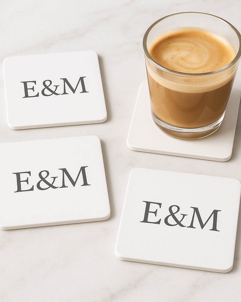 Personalised Ceramic Coasters| Pack of 4 | 4-Inch Custom Square Drink Mats