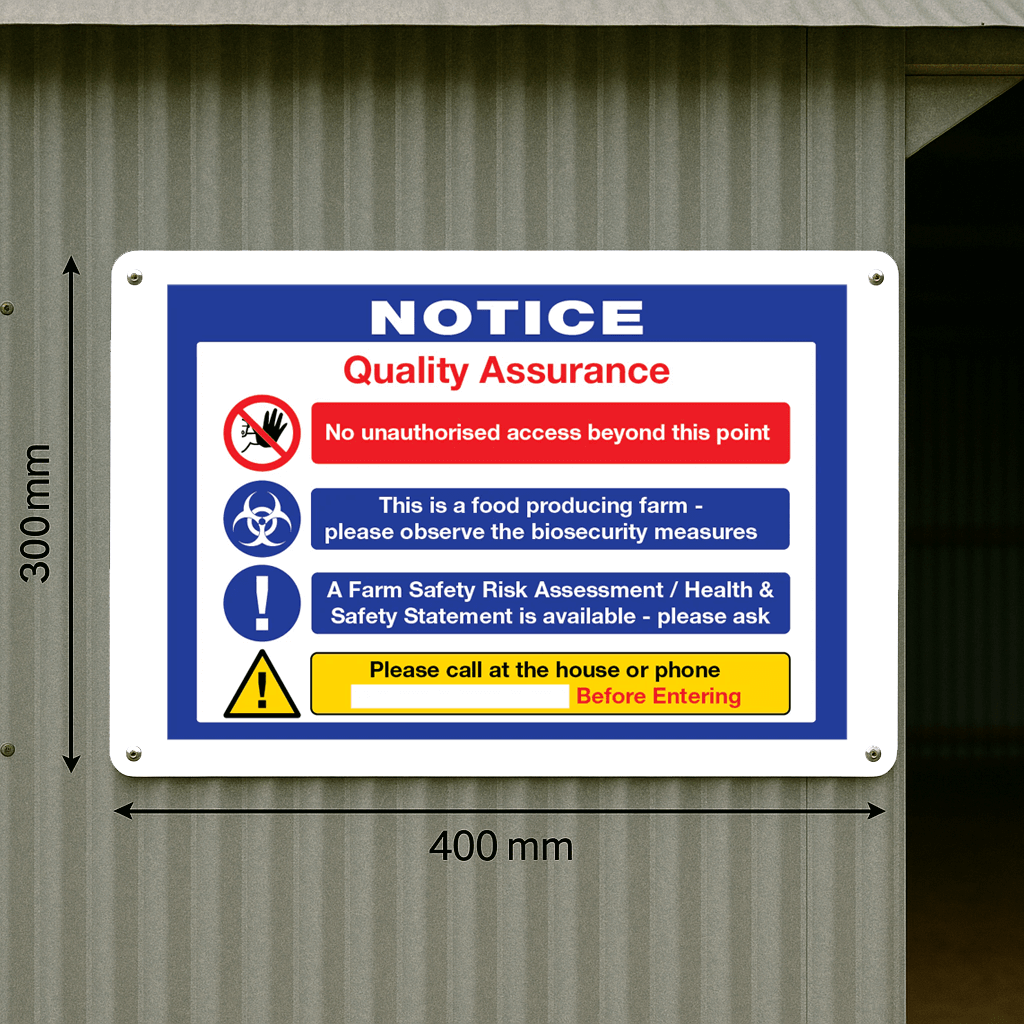 Quality Assurance Farm Safety Sign – Indoor/Outdoor Use | GetPersonalised.ie