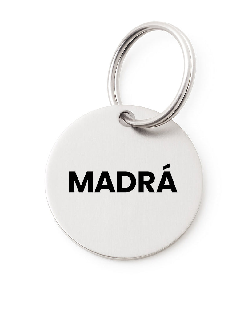 Silver personalised 35mm dog tag with laser engraving