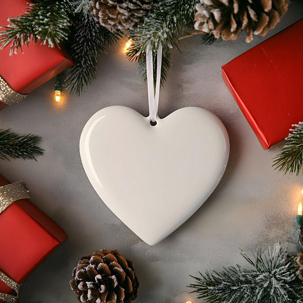 Personalised 3'' Heart Christmas Ornament | Ceramic