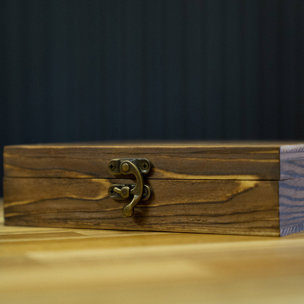 Black Metal Hip Flask | wooden Giftbox | Personalised