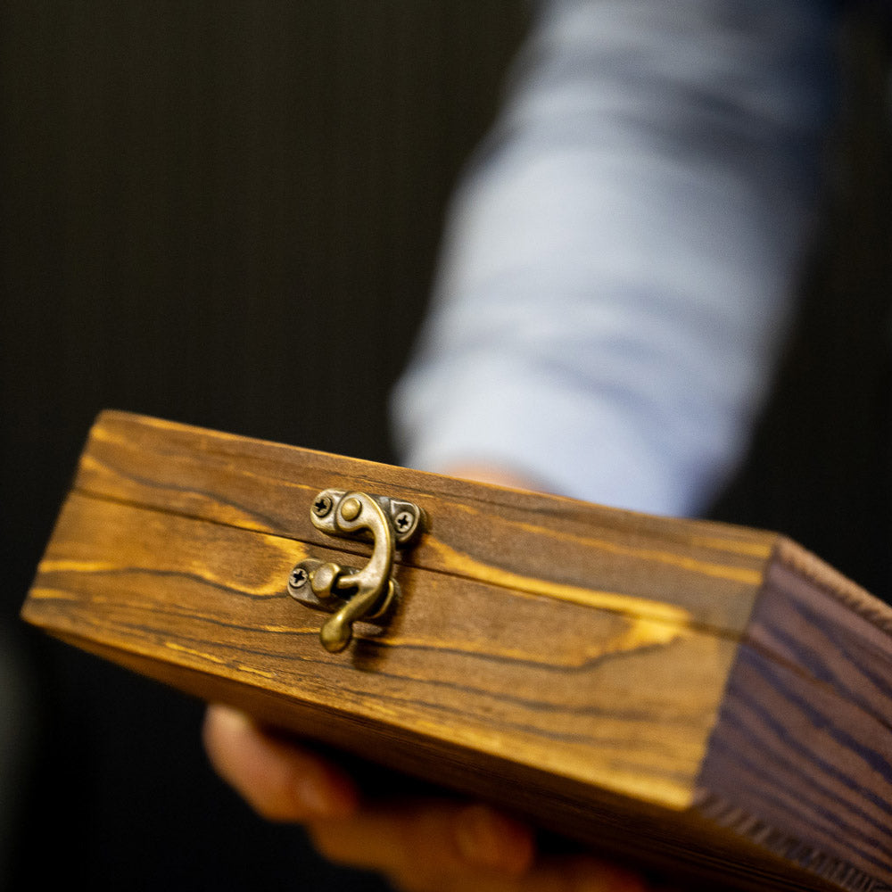 Black Metal Hip Flask | wooden Giftbox | Personalised