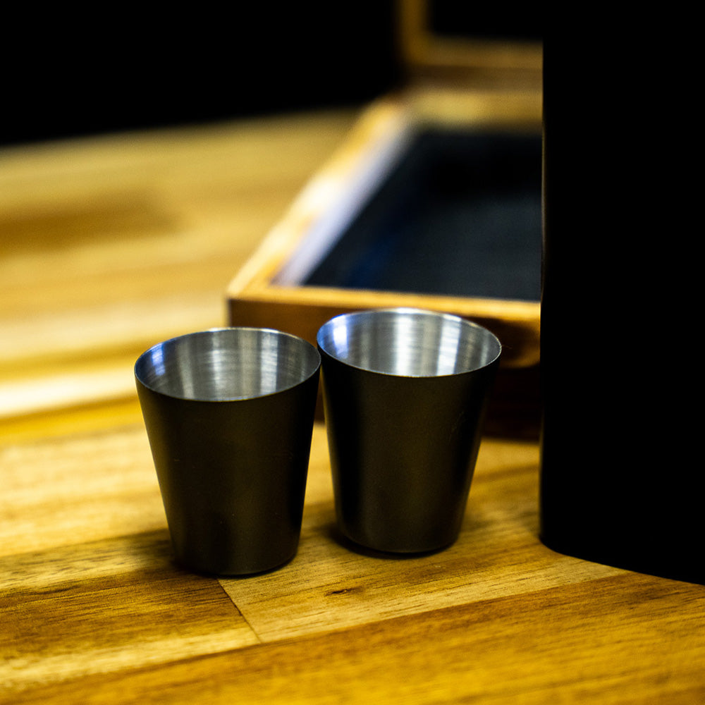 Black Metal Hip Flask | Black Giftbox | Personalised