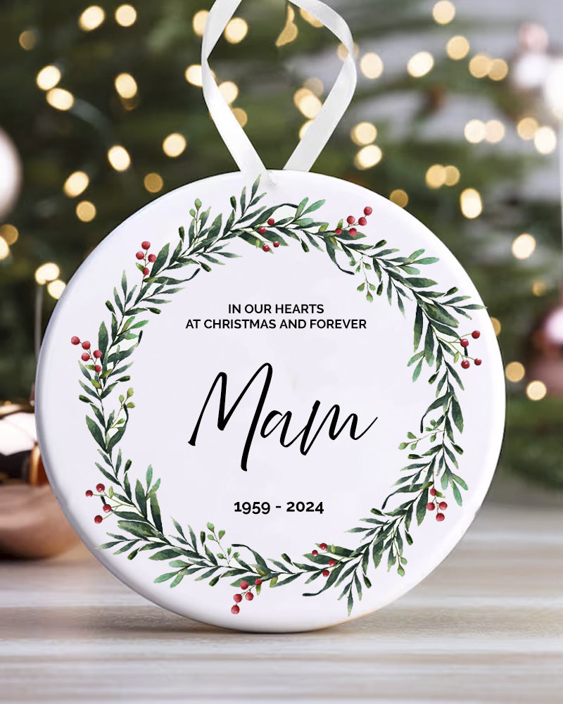 Personalised Memorial Mam | Ceramic Round Decoration | Remembrance Gift