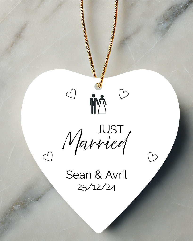 Personalised 3'' Heart Wedding Ornament | Ceramic