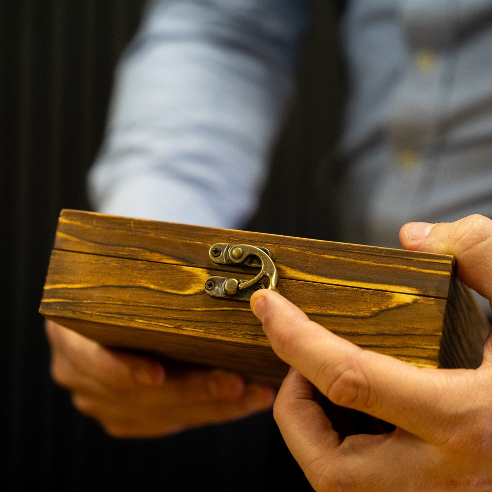 Black Metal Hip Flask | wooden Giftbox | Personalised