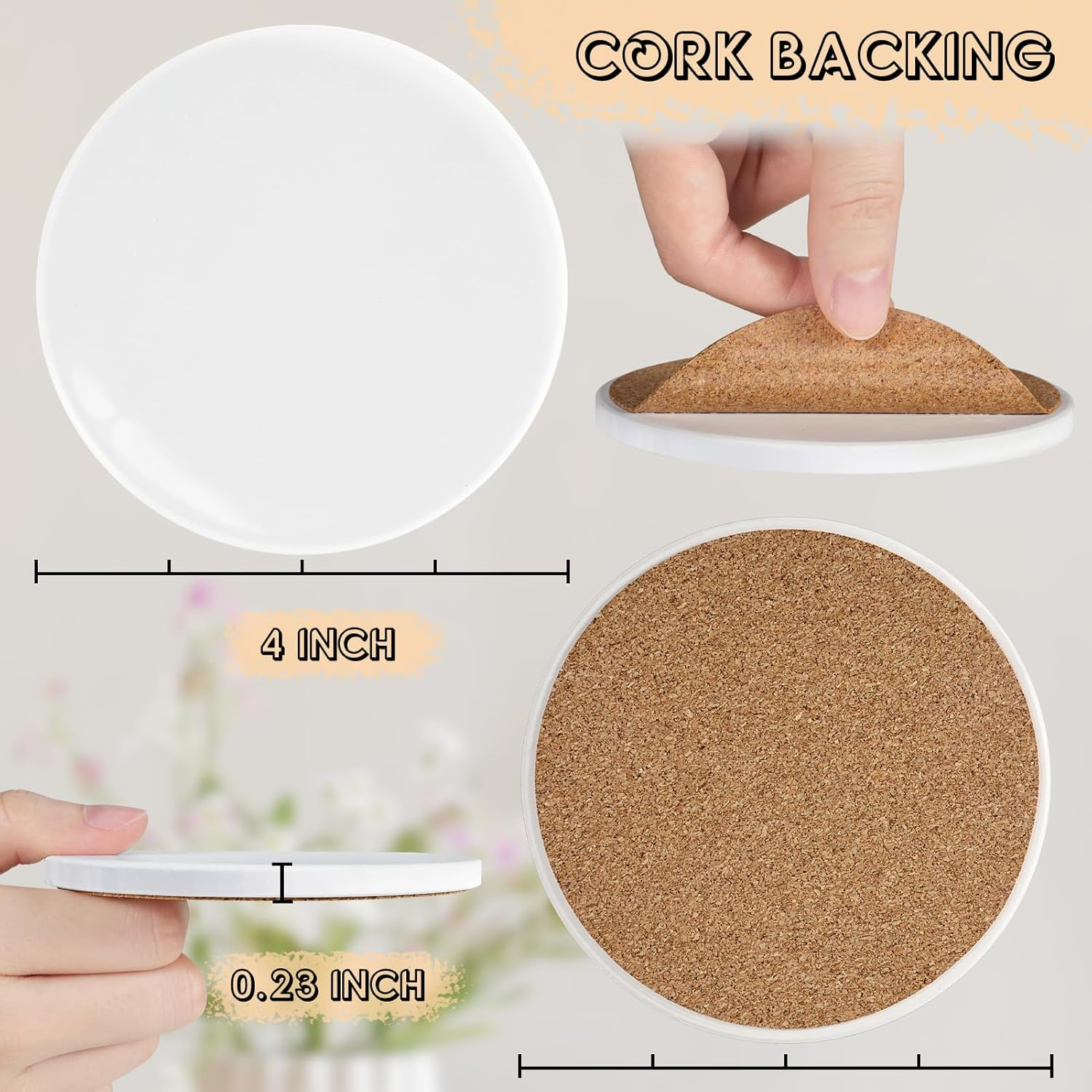 Personalised Ceramic Coasters| Pack of 4 | 4-Inch Custom Round Drink Mats