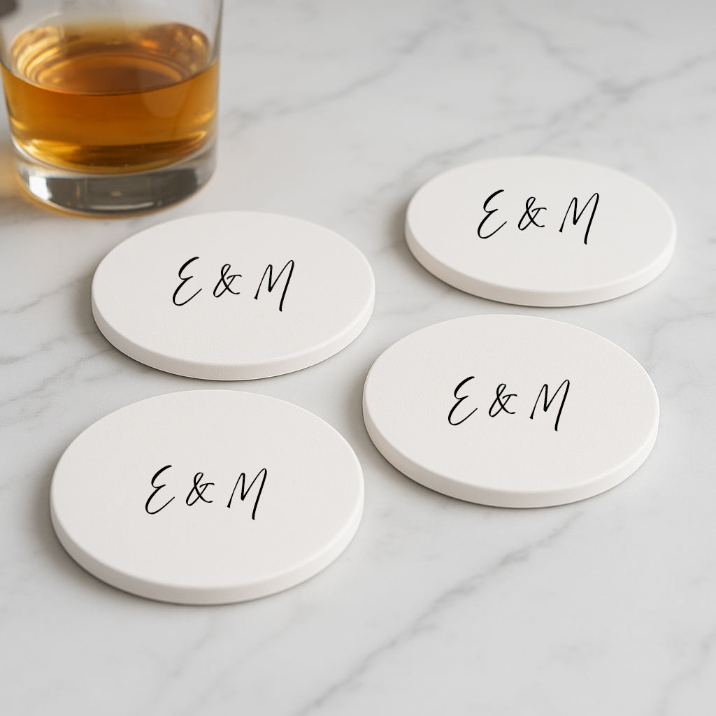 Personalised Ceramic Coasters| 4 Pack | 4-Inch Custom Round Drink Mats
