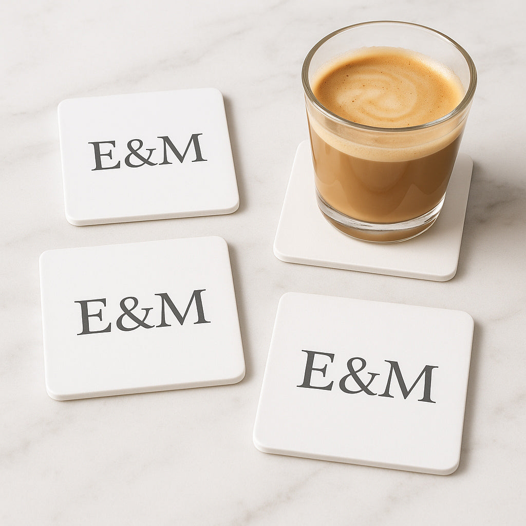 Personalised Ceramic Coasters| Pack of 4 | 4-Inch Custom Square Drink Mats