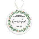 Memorial ornament with greenery design and text for Grandad on a white background