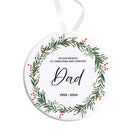 Decorative ornament with greenery and text for a father figure, on a white background