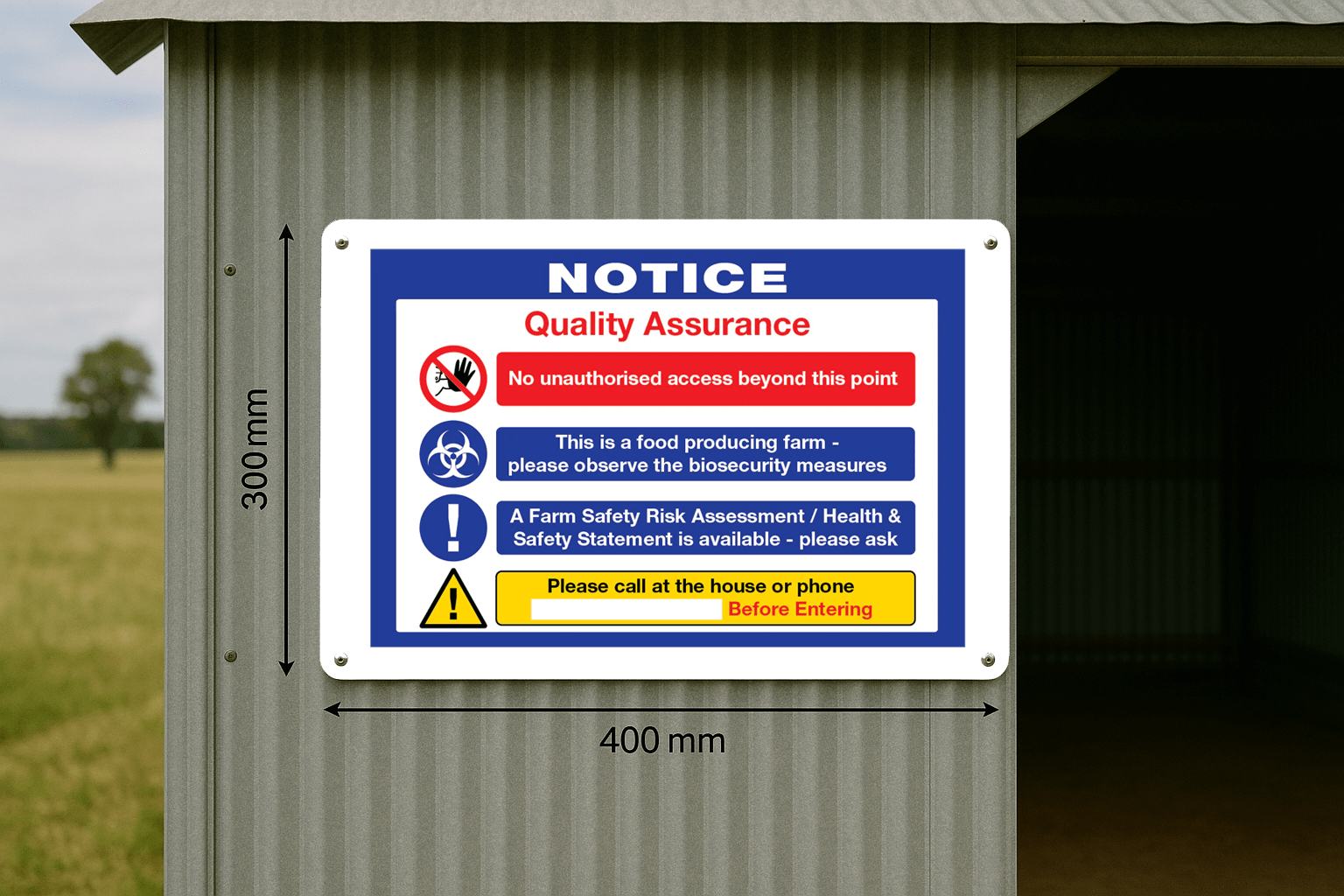 Quality Assurance Farm Safety Sign – Indoor/Outdoor Use | GetPersonalised.ie

