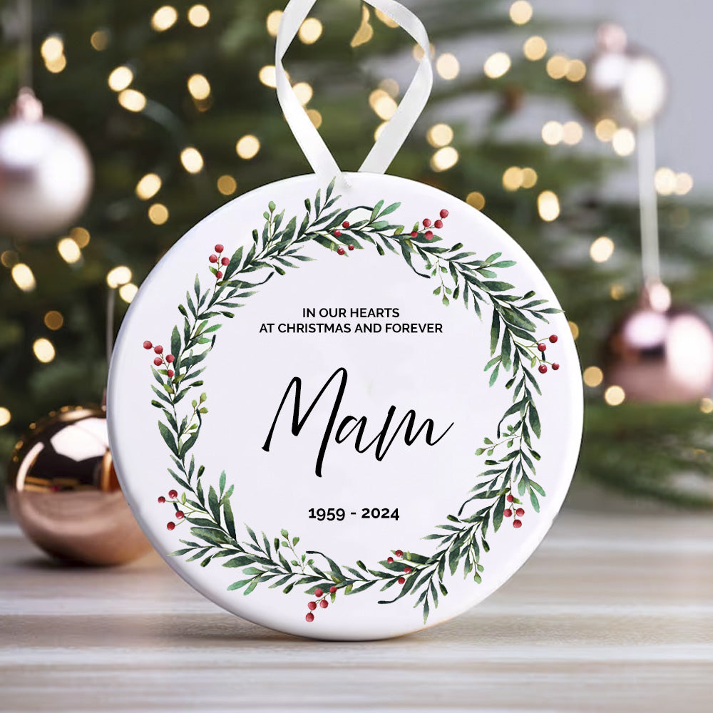Personalised Memorial Mam | Ceramic Round Decoration | Remembrance Gift