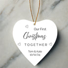 Personalised First Christmas Together Ornament | 3.5'' White Ceramic Heart